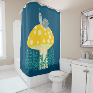 Whimsical Slak op Magical Mushroom Douchegordijn