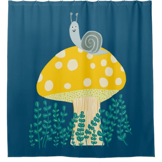 Whimsical Slak op Magical Mushroom Douchegordijn (Voorkant)
