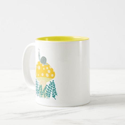 Whimsical Slak op Magical Mushroom Tweekleurige Koffiemok (Voorkant links)