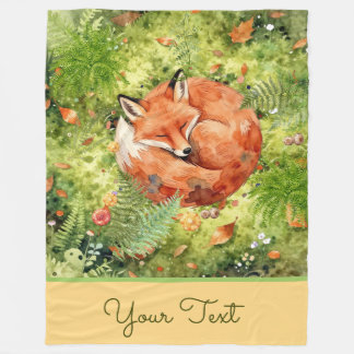 Whimsical slapende vos | Bosillustratie op maat Fleece Deken