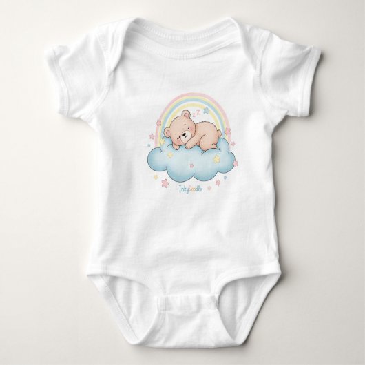 Whimsical Sleeping Bear on Cloud Baby Bodysuit  (Voorkant)