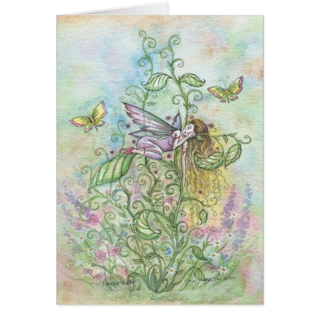 Whimsical Sleeping Flower Fairy en Vlinders (Voorkant)