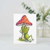 Whimsical Sleeping Froeping onder een paddenstoel Briefkaart (Staand voorkant)