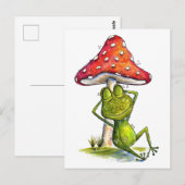 Whimsical Sleeping Froeping onder een paddenstoel Briefkaart (Voorkant / Achterkant)
