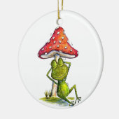 Whimsical Sleeping Froeping onder een paddenstoel Keramisch Ornament (Links)
