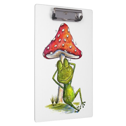 Whimsical Sleeping Froeping onder een paddenstoel Klembord (Rechts)