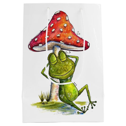 Whimsical Sleeping Froeping onder een paddenstoel Medium Cadeauzakje (Achterkant)