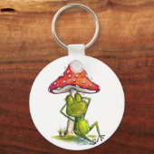 Whimsical Sleeping Froeping onder een paddenstoel Sleutelhanger (Voorkant)