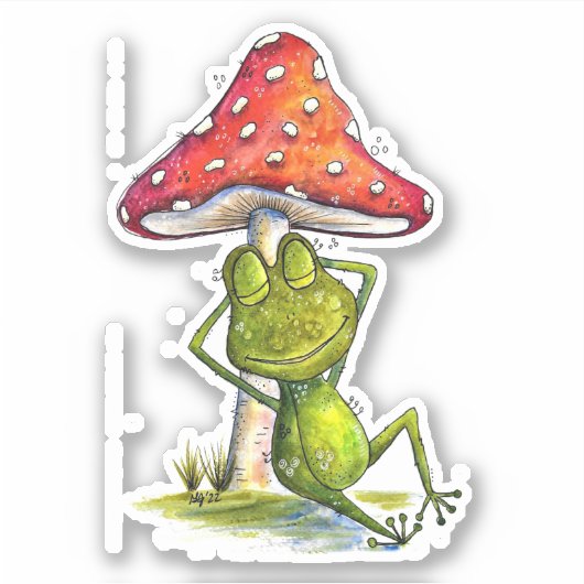 Whimsical Sleeping Froeping onder een paddenstoel Sticker (Voorkant)