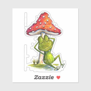 Whimsical Sleeping Froeping onder een paddenstoel Sticker