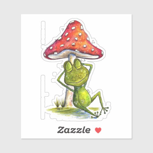 Whimsical Sleeping Froeping onder een paddenstoel Sticker (Vel)