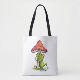 Whimsical Sleeping Froeping onder een paddenstoel Tote Bag