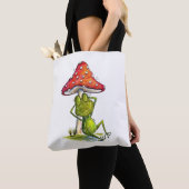 Whimsical Sleeping Froeping onder een paddenstoel Tote Bag (Dichtbij)