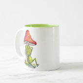 Whimsical Sleeping Froeping onder een paddenstoel Tweekleurige Koffiemok (Voorkant links)
