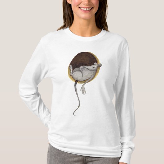 Whimsical Sleeping Mouse Waterverf Illustratie T-shirt (Voorkant)