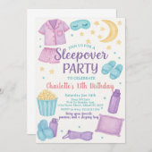 Whimsical Sleepover Party verjaardagsuitnodiging Kaart (Voorkant / Achterkant)