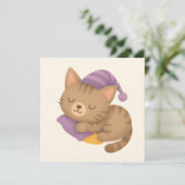 Whimsical sleepy kitty cat kaart (Staand voorkant)