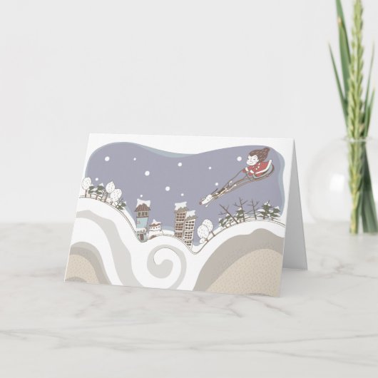 Whimsical Sleigh Photo Wenskaart Feestdagen Kaart (Voorkant)
