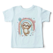 Whimsical Sloth Holding Ballonnen met Regenboogste