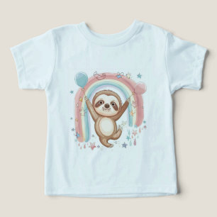 Whimsical Sloth Holding Ballonnen met Regenboogste