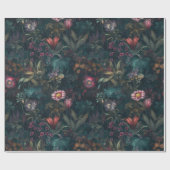 Whimsical Smaragd en Roze Bloemen Decoupage Cadeaupapier (Vlak)