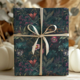 Whimsical Smaragd en Roze Bloemen Decoupage Cadeaupapier