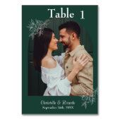 Whimsical smarald green bruiloft fotolijstnummer kaart (Achterkant)