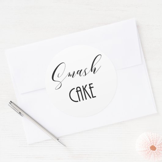 Whimsical "Smash Cake" Ronde Sticker (Envelop)