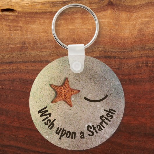 Whimsical Smile and Wink Starfish Beach Sleutelhanger (Voorkant)
