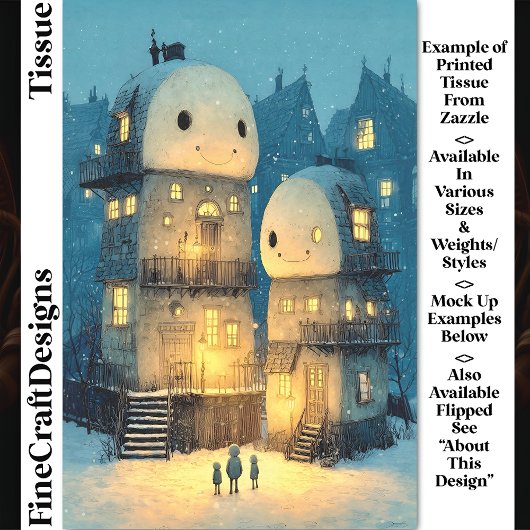 Whimsical Smiling Snowmen Houses DW9L Decoupage Tissuepapier