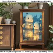 Whimsical Smiling Snowmen Houses DW9L Decoupage Tissuepapier