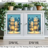 Whimsical Smiling Snowmen Houses DW9L Decoupage Tissuepapier