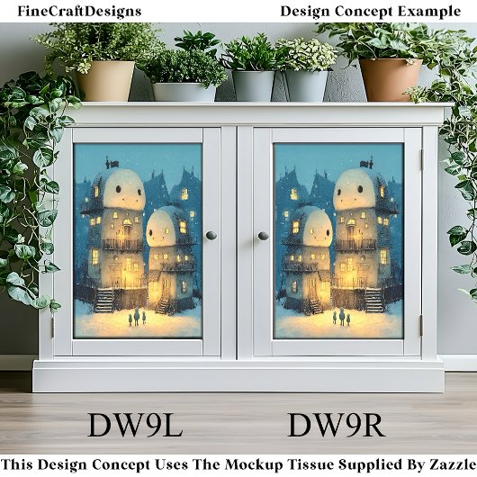 Whimsical Smiling Snowmen Houses DW9R Decoupage Tissuepapier
