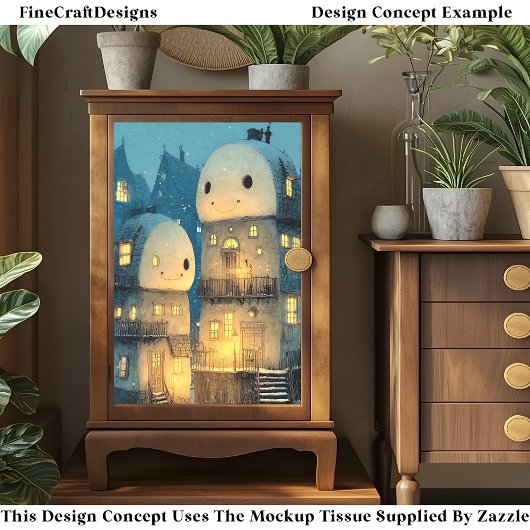 Whimsical Smiling Snowmen Houses DW9R Decoupage Tissuepapier