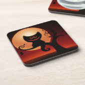 Whimsical Smilting Black Cat Bier Onderzetter (Linkerzijde)