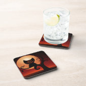 Whimsical Smilting Black Cat Bier Onderzetter (Rechterzijde)