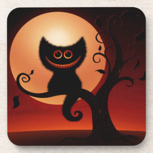 Whimsical Smilting Black Cat Bier Onderzetter