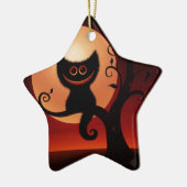 Whimsical Smilting Black Cat Keramisch Ornament (Links)