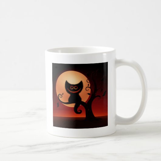 Whimsical Smilting Black Cat Koffiemok (Rechts)