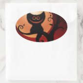Whimsical Smilting Black Cat Ovale Sticker (Tas)