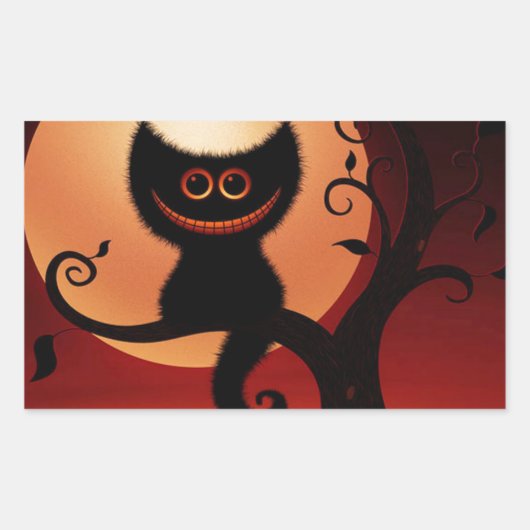 Whimsical Smilting Black Cat Rechthoekige Sticker (Voorkant)