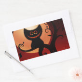 Whimsical Smilting Black Cat Rechthoekige Sticker (Envelop)