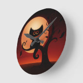 Whimsical Smilting Black Cat Ronde Klok (Hoek)