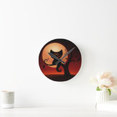 Whimsical Smilting Black Cat Ronde Klok (Huis)