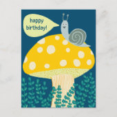 Whimsical Snail on Magical Mushroom CUSTOM Bday Briefkaart (Voorkant)