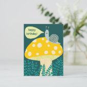 Whimsical Snail on Magical Mushroom CUSTOM Bday Briefkaart (Staand voorkant)