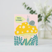 Whimsical Snail on Magical Mushroom CUSTOM Bday Briefkaart (Staand voorkant)