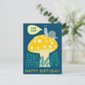 Whimsical Snail on Magical Mushroom CUSTOM Bday Briefkaart (Staand voorkant)
