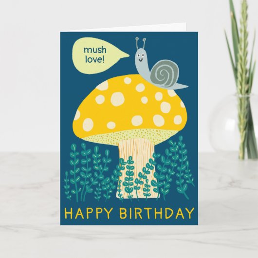 Whimsical Snail on Magical Mushroom CUSTOM Bday Kaart (Voorkant)