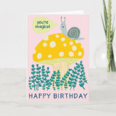 Whimsical Snail on Magical Mushroom CUSTOM Bday Kaart (Voorkant)